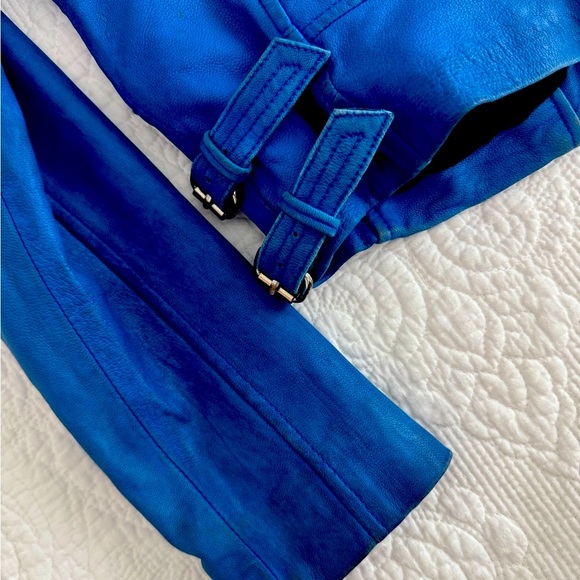 π₯ IRO Blue Leather Biker Jacket π₯ - Picture 10 of 16